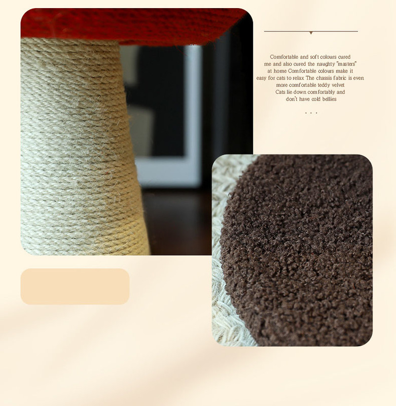 Red Mushroom Cat Tree with Sisal Scratching Post - Large Vertical Cat Climber, Durable Scratch-Resistant Design with Hanging Toys, Stylish Home Decor for Indoor Cats(500mm*350mm) - Image 4