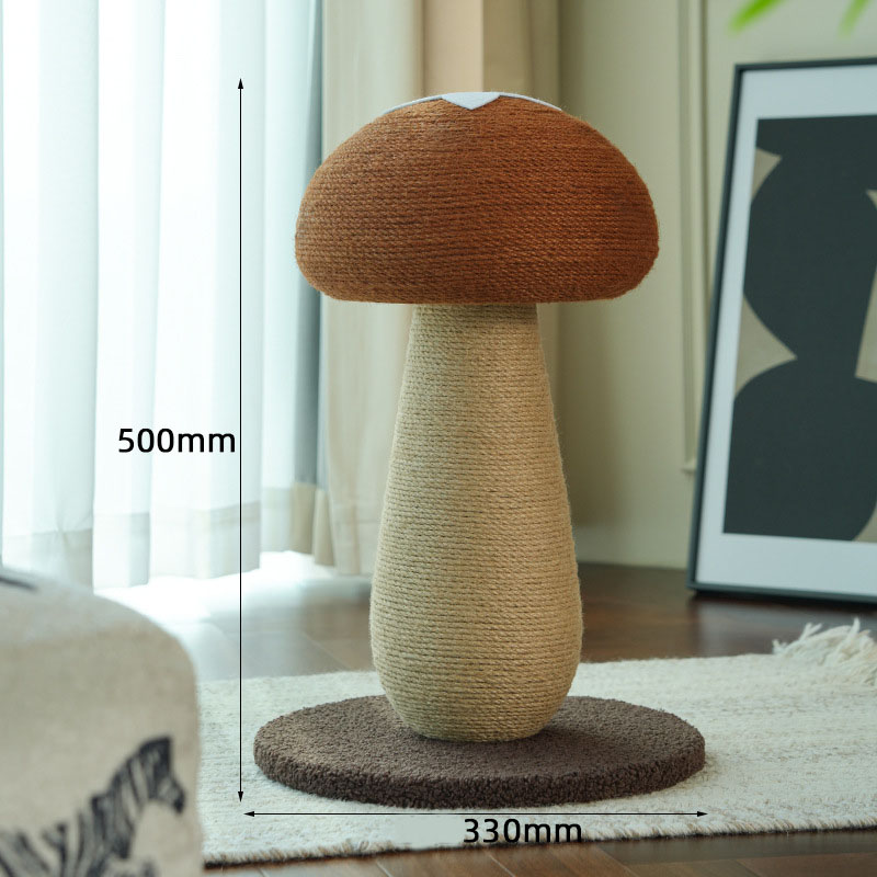 Brown Mushroom Cat Tree with Sisal Scratching Post - Large Vertical Cat Climber, Durable Scratch-Resistant Design with Hanging Toys, Stylish Home Decor for Indoor Cats(500mm*330mm) - Image 1
