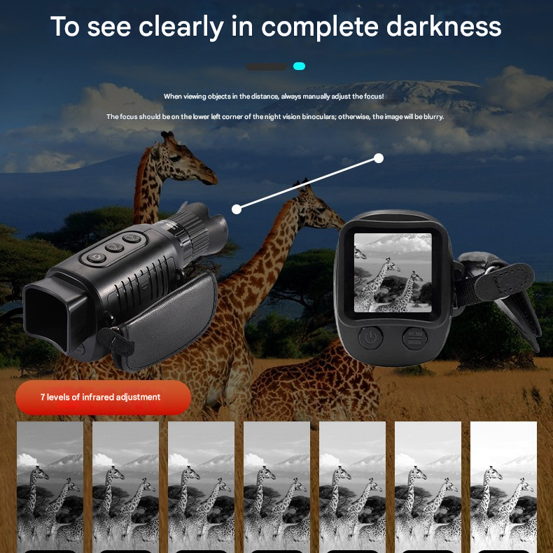 R7 Monocular Night Vision Device with 10x Digital Zoom 2.5K QHD Video Recording Infrared Night Vision for Outdoor Hunting Camping Security Surveillance - Image 2