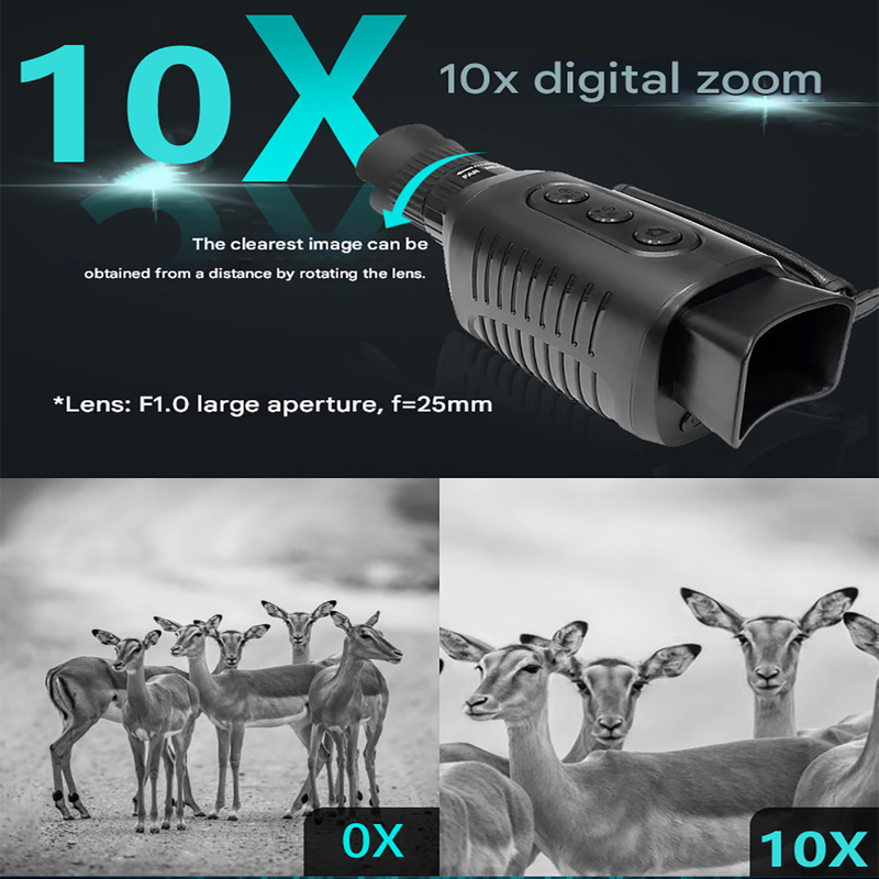 R7 Monocular Night Vision Device with 10x Digital Zoom 2.5K QHD Video Recording Infrared Night Vision for Outdoor Hunting Camping Security Surveillance - Image 4