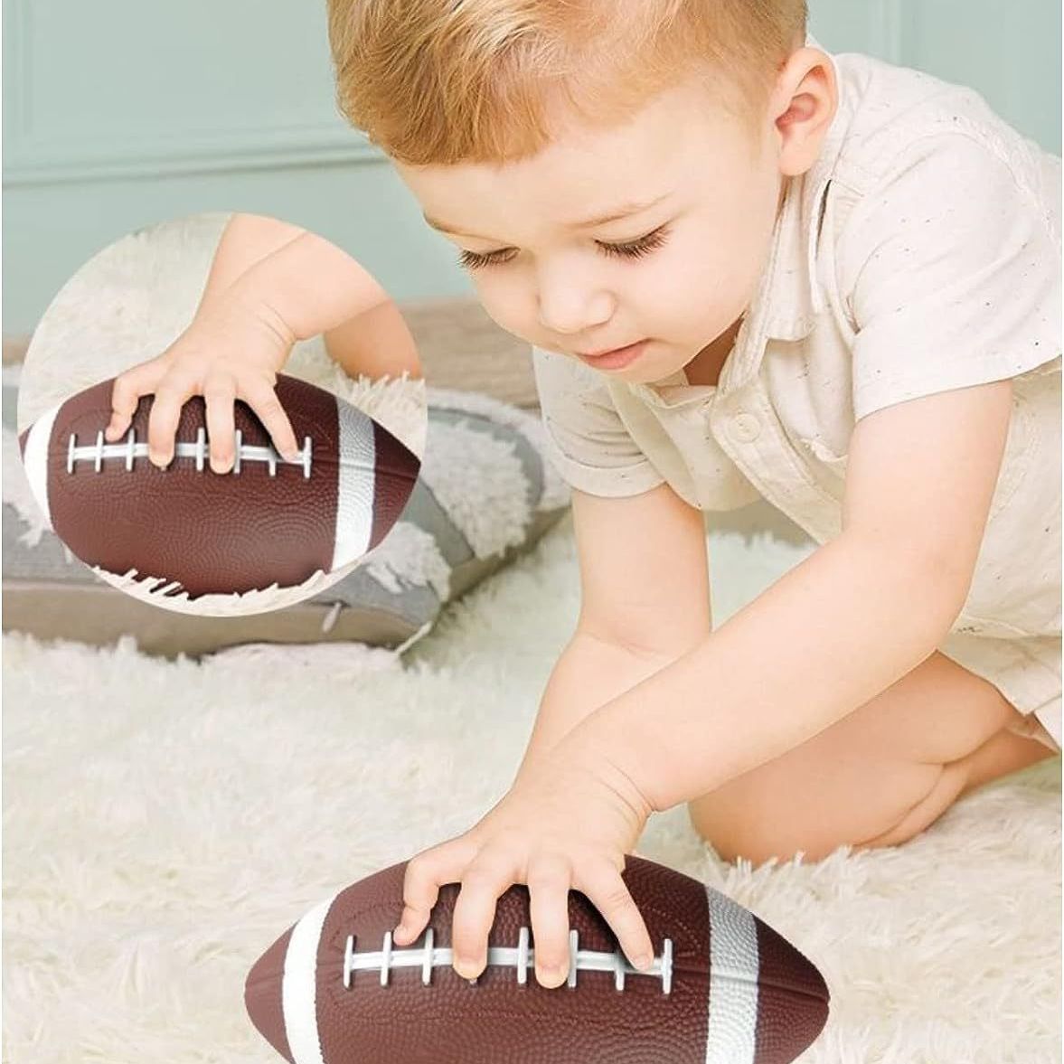 3-Pack 16cm Inflatable Sports Balls Set PVC Mini Soccer Basketball Rugby for Toddlers Kindergarten Outdoor Play Includes Hand Pump for Easy Inflation - Image 4