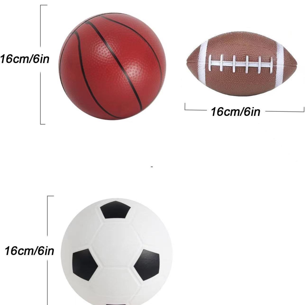 3-Pack 16cm Inflatable Sports Balls Set PVC Mini Soccer Basketball Rugby for Toddlers Kindergarten Outdoor Play Includes Hand Pump for Easy Inflation - Image 5