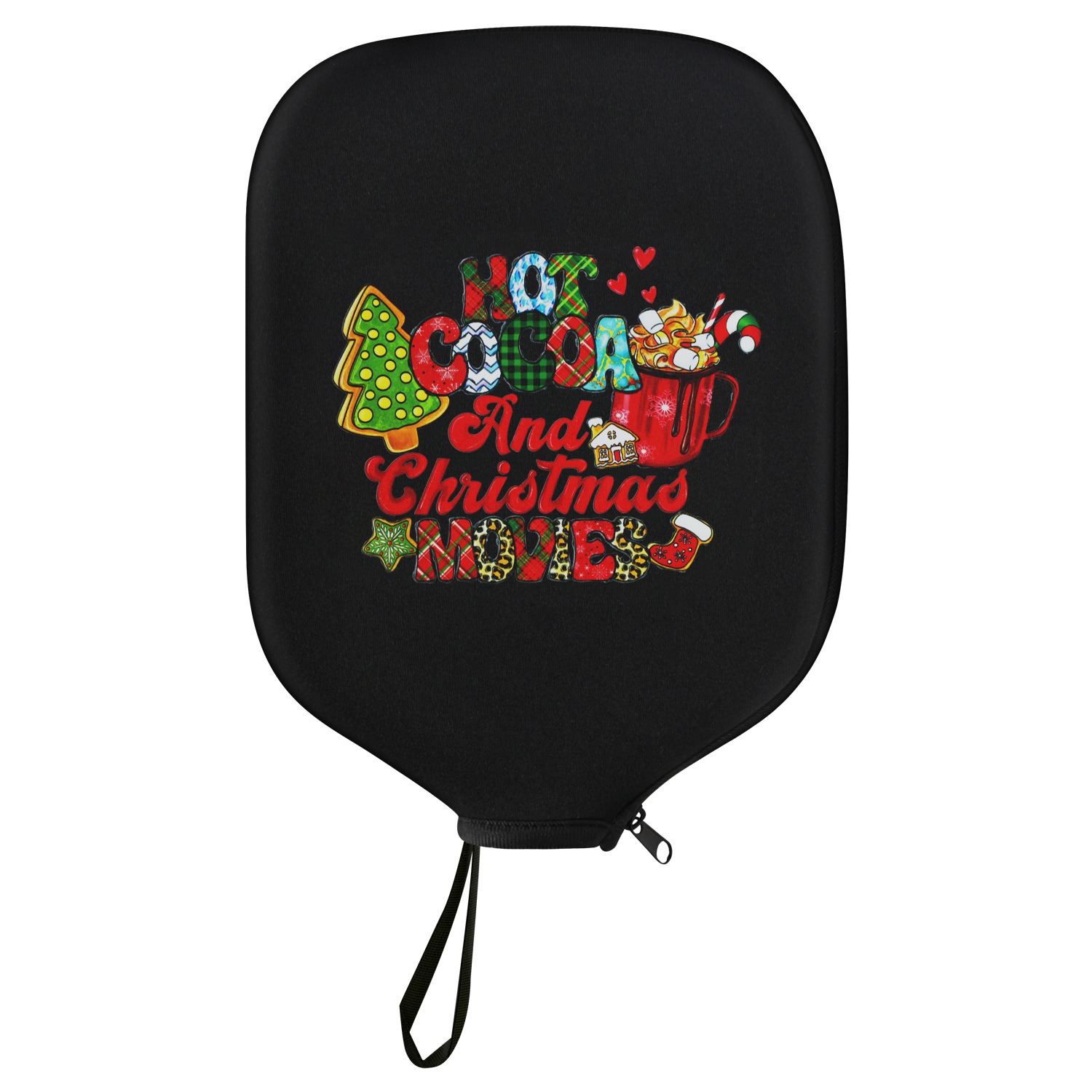Black Neoprene Pickleball Paddle Cover Protective Case with Fun Graphic Design Durable Beach Tennis Racket Sleeve Bag for Table Tennis Paddles Shockproof Sports Equipment Storage(Style:1) - Image 1