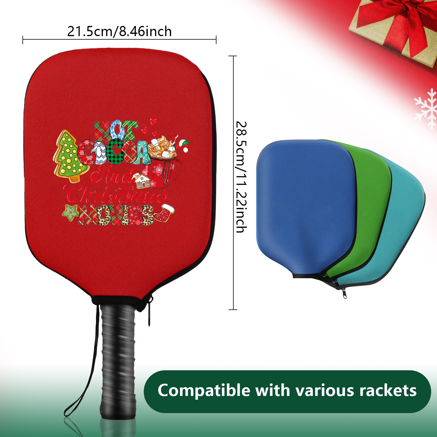 Black Neoprene Pickleball Paddle Cover Protective Case with Fun Graphic Design Durable Beach Tennis Racket Sleeve Bag for Table Tennis Paddles Shockproof Sports Equipment Storage(Style:1) - Image 5