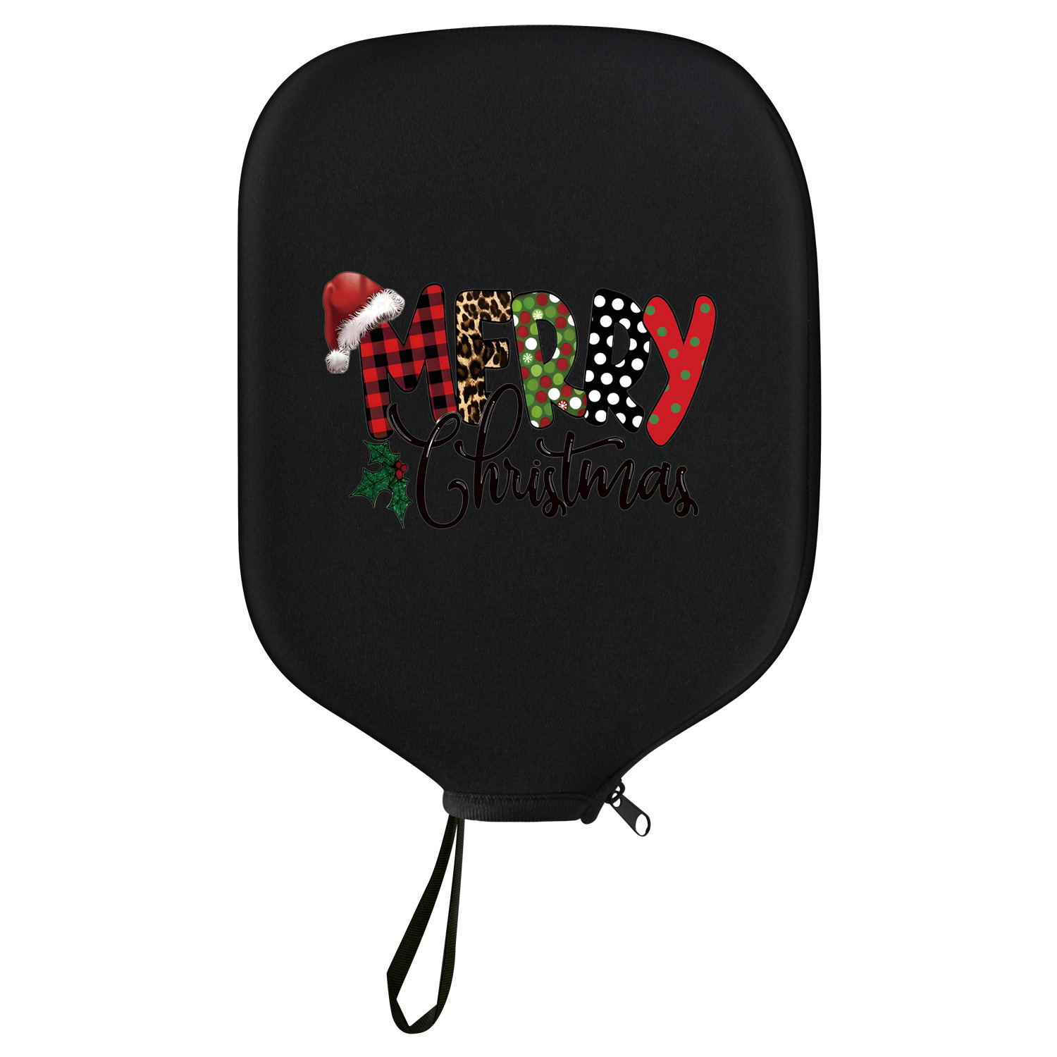 Black Neoprene Pickleball Paddle Cover Protective Case with Fun Graphic Design Durable Beach Tennis Racket Sleeve Bag for Table Tennis Paddles Shockproof Sports Equipment Storage(Style:3) - Image 1