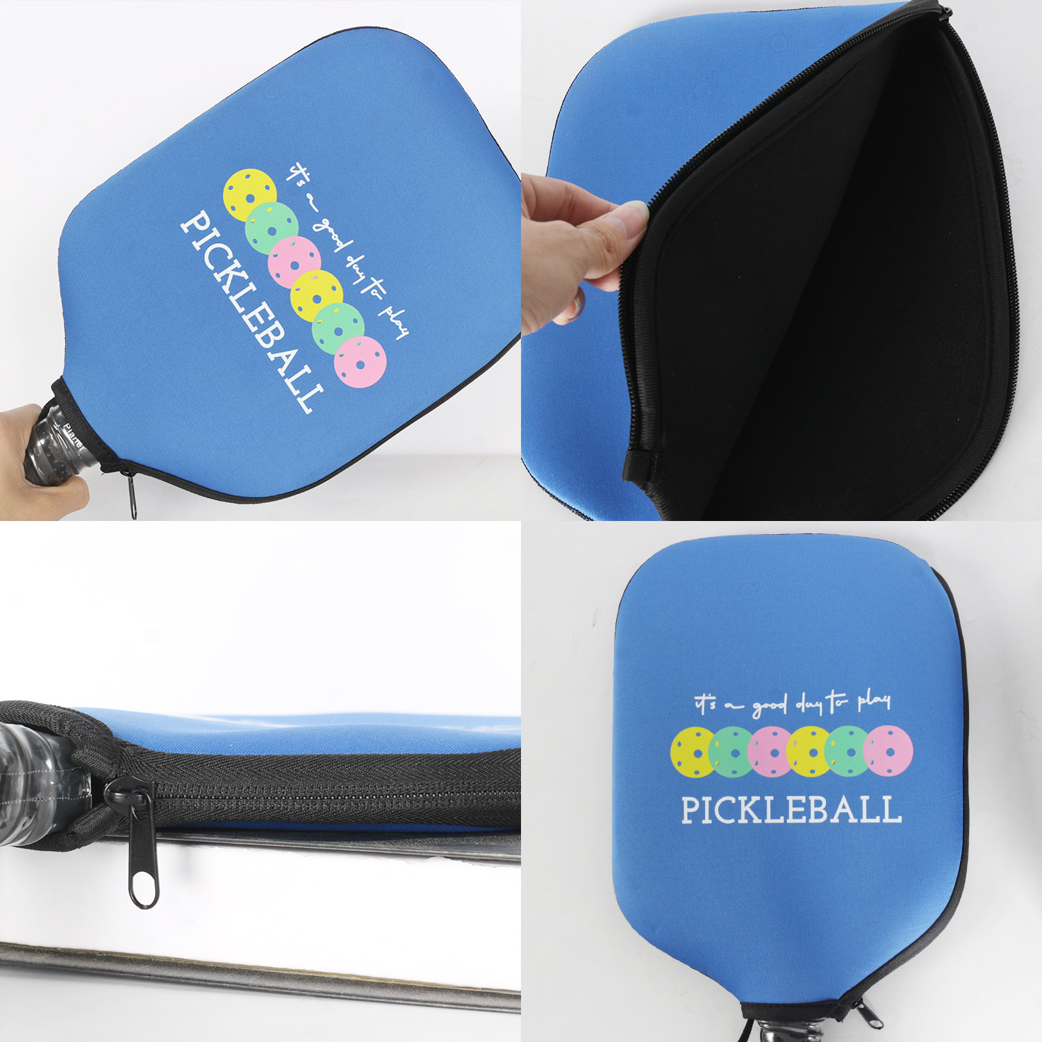 Black Neoprene Pickleball Paddle Cover Protective Case with Fun Graphic Design Durable Beach Tennis Racket Sleeve Bag for Table Tennis Paddles Shockproof Sports Equipment Storage(Style:3) - Image 2