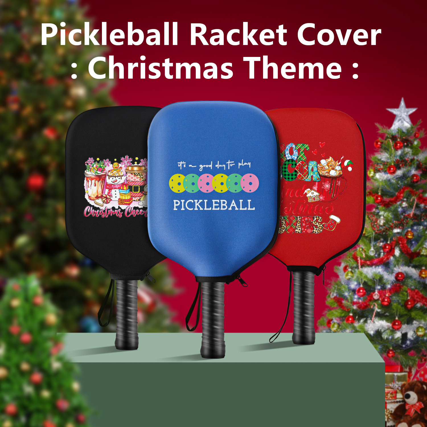 Black Neoprene Pickleball Paddle Cover Protective Case with Fun Graphic Design Durable Beach Tennis Racket Sleeve Bag for Table Tennis Paddles Shockproof Sports Equipment Storage(Style:4) - Image 4