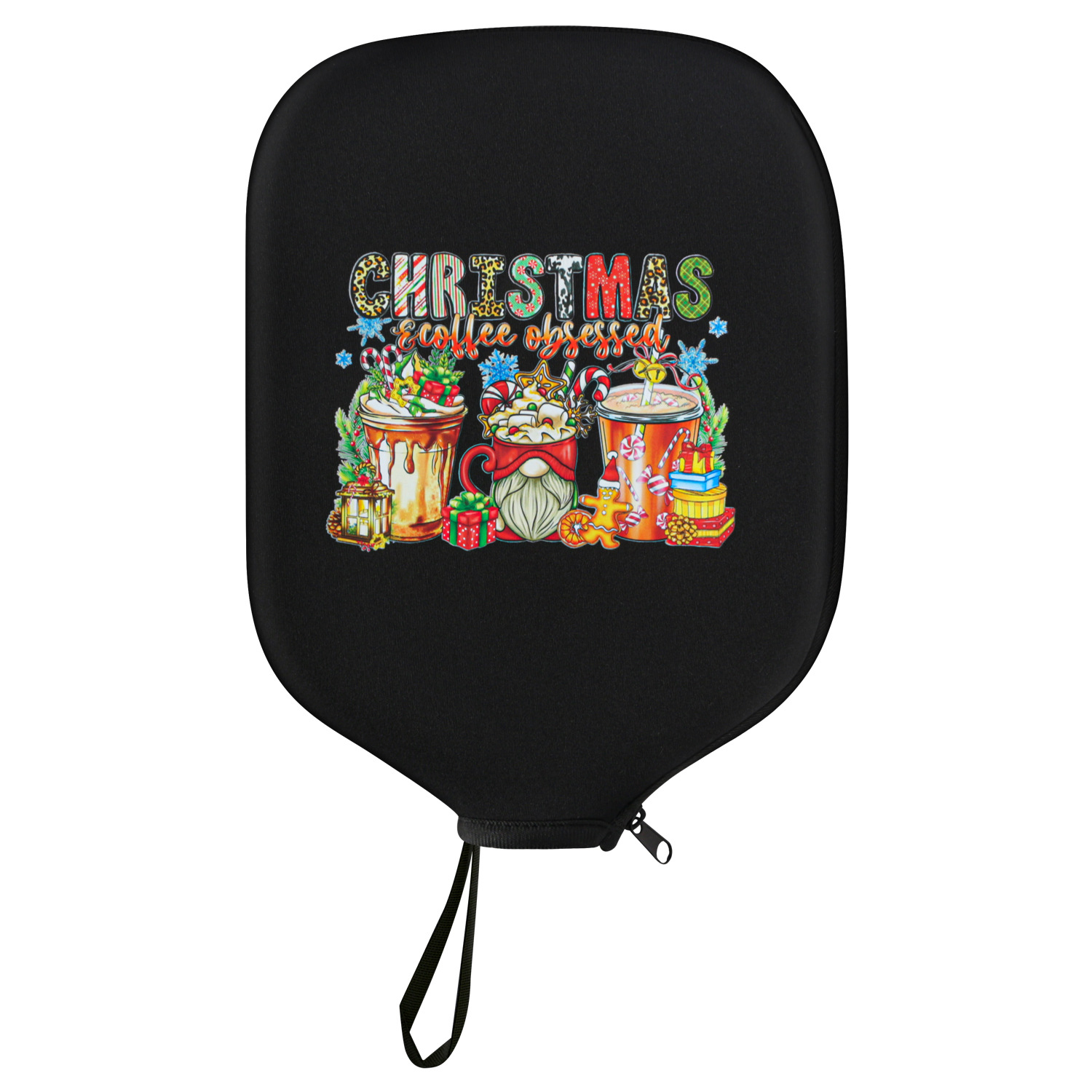 Black Neoprene Pickleball Paddle Cover Protective Case with Fun Graphic Design Durable Beach Tennis Racket Sleeve Bag for Table Tennis Paddles Shockproof Sports Equipment Storage(Style:5) - Image 1