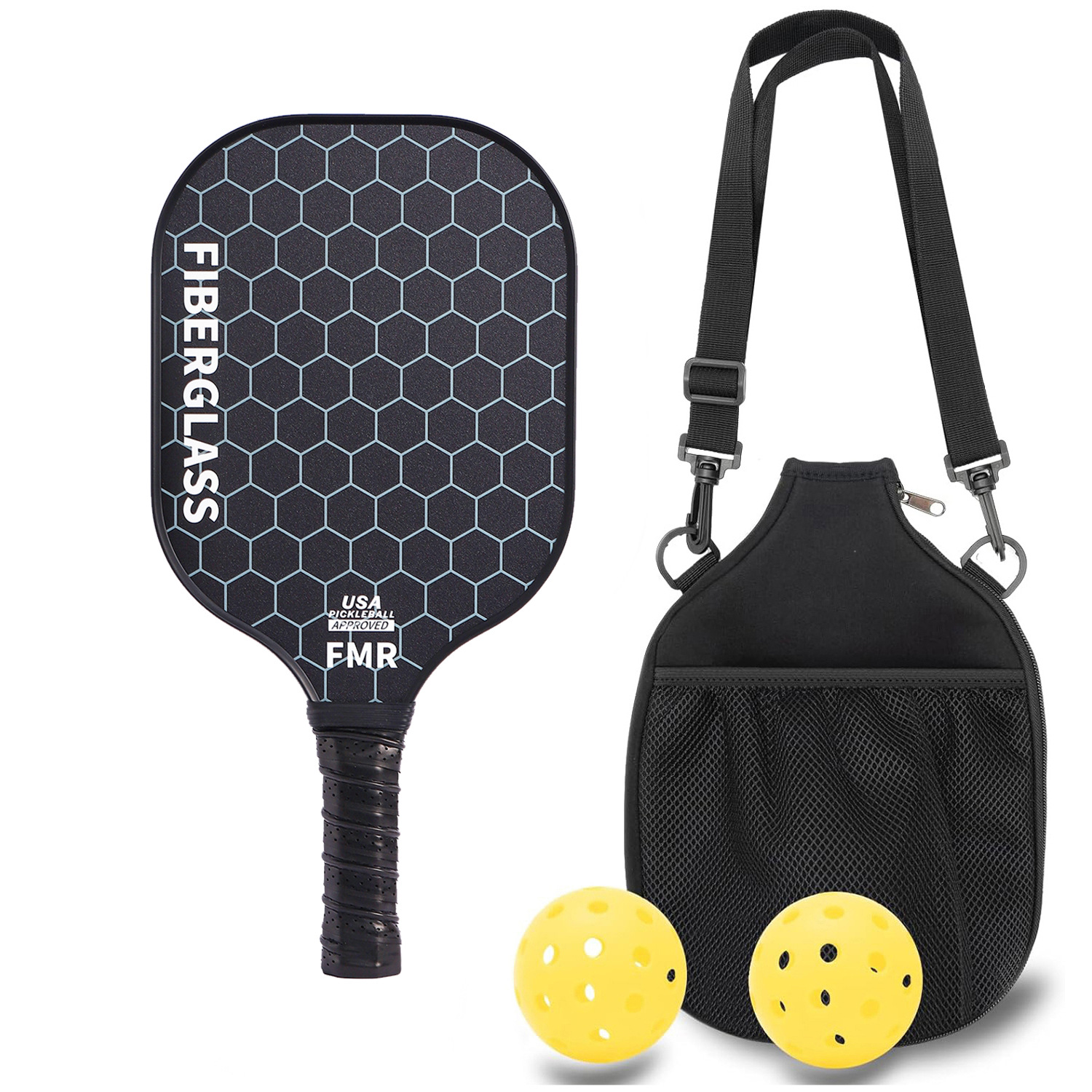 Professional Carbon Fiber Pickleball Paddle Set with Advanced Polymer Core - Includes Outdoor Balls & Portable Mesh Carry Bag(LT-604) - Image 1
