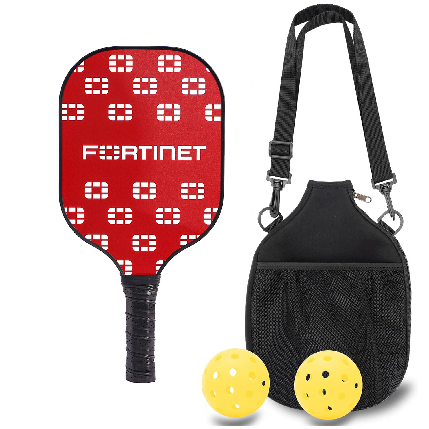 Professional Carbon Fiber Pickleball Paddle Set with Advanced Polymer Core - Includes Outdoor Balls & Portable Mesh Carry Bag(LT-605) - Image 1