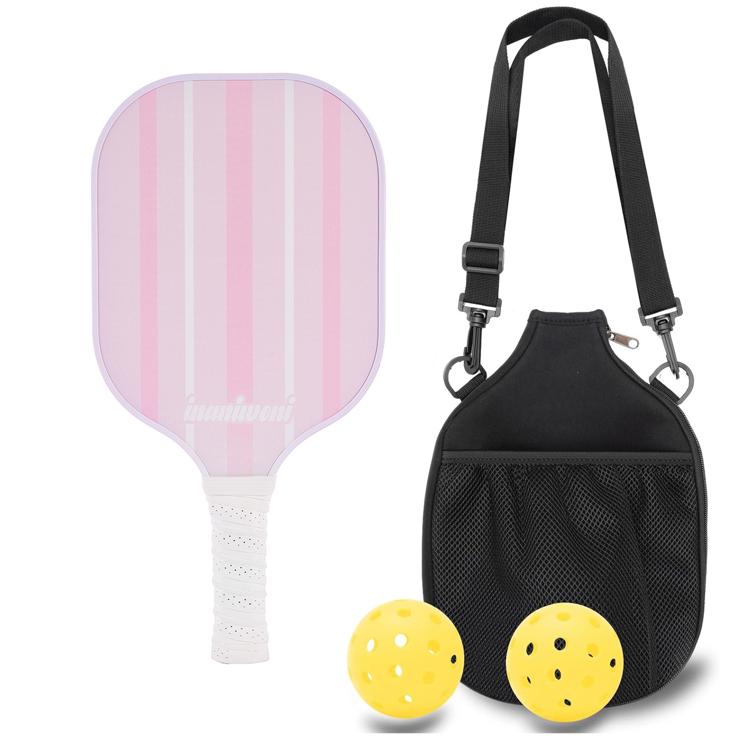 Professional Carbon Fiber Pickleball Paddle Set with Advanced Polymer Core - Includes Outdoor Balls & Portable Mesh Carry Bag(LT-606) - Image 1