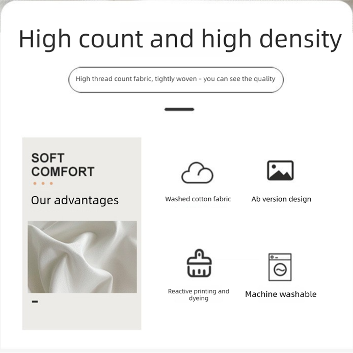 Dark gray matcha Washed Cotton Bedding Set - Solid Color Fitted Sheet Style, 4-Piece Set for 1.5m Bed, Includes 10 Random Color Quilt Fasteners(1.5m) - Image 3