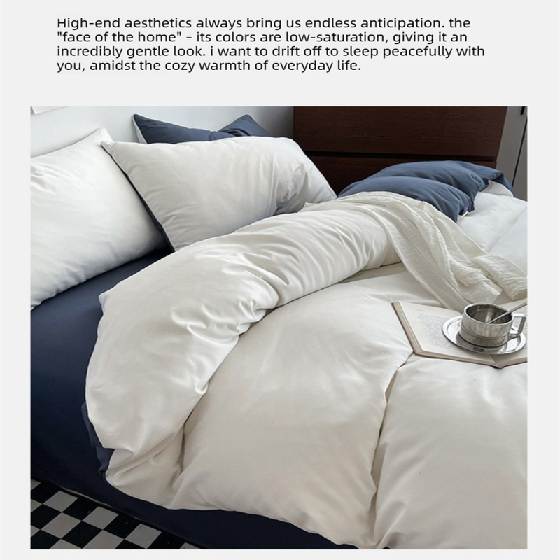 Baolan Light Grey Washed Cotton Bedding Set - Solid Color Fitted Sheet Style, 4-Piece Set for 1.8m Bed, Includes 10 Random Color Quilt Fasteners - Image 7