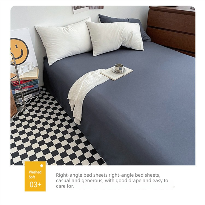 Baolan Light Grey Washed Cotton Bedding Set - Solid Color Fitted Sheet Style, 4-Piece Set for 1.8m Bed, Includes 10 Random Color Quilt Fasteners - Image 8