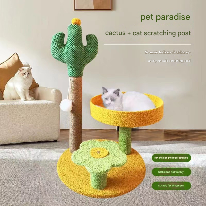 Pineapple Pineapple Cat Tree with Scratching Post & Cozy Perch - Multi-Level Cat Tower with Flower Platform and Hanging Ball for Indoor Cats - Image 2
