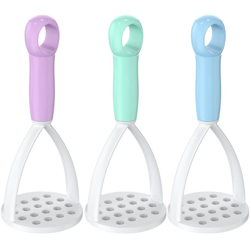 3-Pack Blue,green and purple Manual Potato Masher - Baby Food Maker & Vegetable Ricer with Reinforced Arch Design, Durable PP Kitchen Tool for Mashing Potatoes, Sweet Potatoes, and Fruits - Image 1