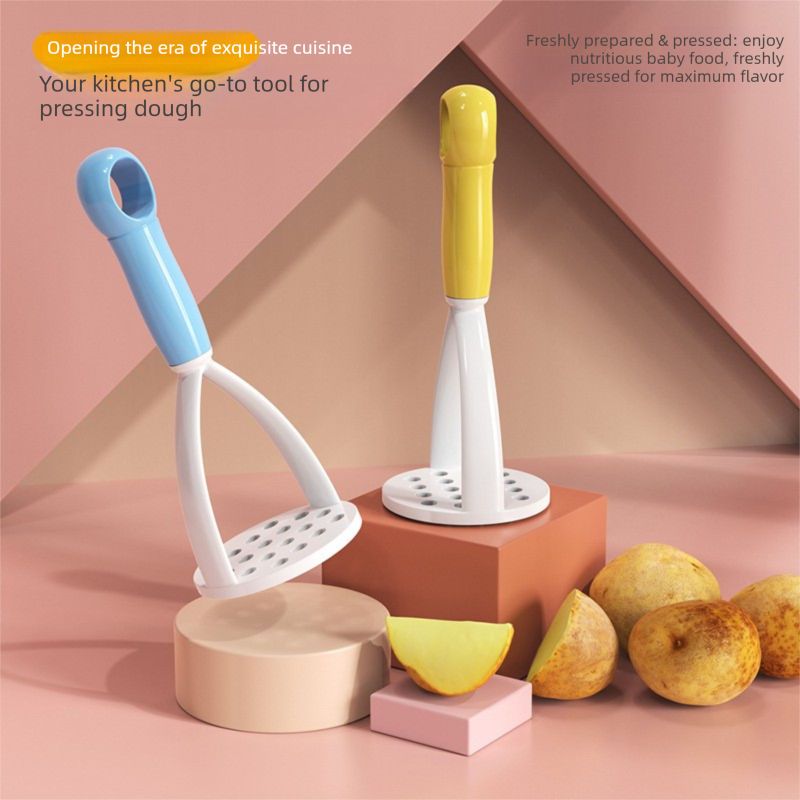 3-Pack Pink,yellow and purple Manual Potato Masher - Baby Food Maker & Vegetable Ricer with Reinforced Arch Design, Durable PP Kitchen Tool for Mashing Potatoes, Sweet Potatoes, and Fruits - Image 5