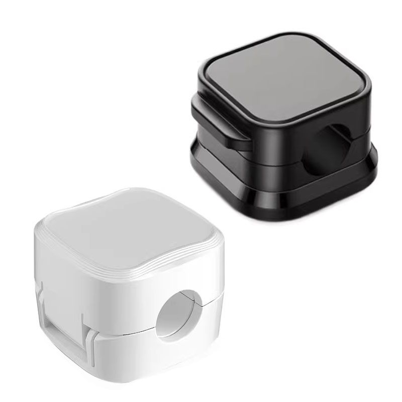 24 Pack Magnetic Cable Organizer Clips with 12 Black and 12 White Pieces, Reusable Adhesive Cord Management Holder for Desk and Car Charging Cables - Image 1