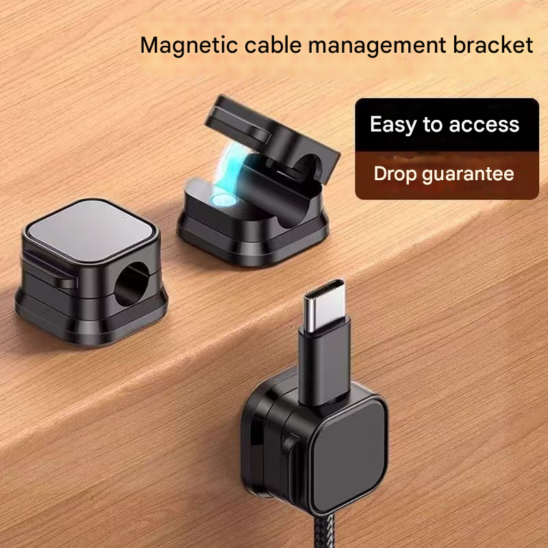 24 Pack Magnetic Cable Organizer Clips with 12 Black and 12 White Pieces, Reusable Adhesive Cord Management Holder for Desk and Car Charging Cables - Image 2