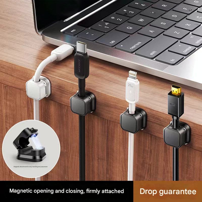 24 Pack Magnetic Cable Organizer Clips with 12 Black and 12 White Pieces, Reusable Adhesive Cord Management Holder for Desk and Car Charging Cables - Image 5