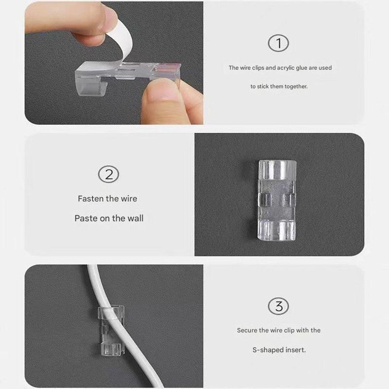 100 Pack Self-Adhesive Cable Clips Non-Marking Cord Management Holder for Desk and Car, Drill-Free Wire Fixer Solution for Local Workspaces(Medium size) - Image 4