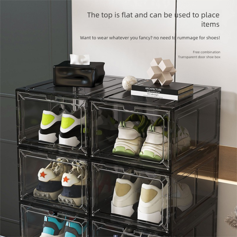 White Transparent Magnetic Shoe Box Stackable Dustproof Sneaker Storage Case for Basketball Shoes Clear Display Organizer for Local Home and Dormitory - Image 2