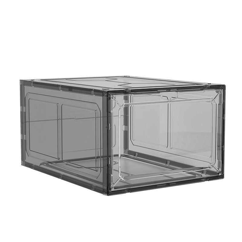 Black Transparent Magnetic Shoe Box Stackable Dustproof Sneaker Storage Case for Basketball Shoes Clear Display Organizer for Local Home and Dormitory - Image 1