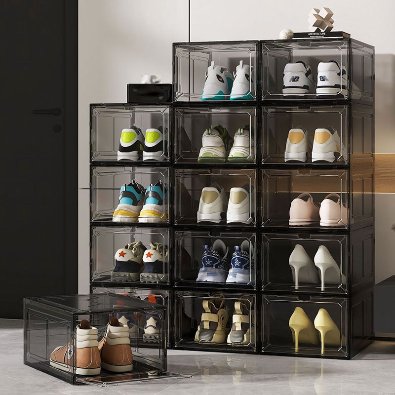 Black Transparent Magnetic Shoe Box Stackable Dustproof Sneaker Storage Case for Basketball Shoes Clear Display Organizer for Local Home and Dormitory - Image 4