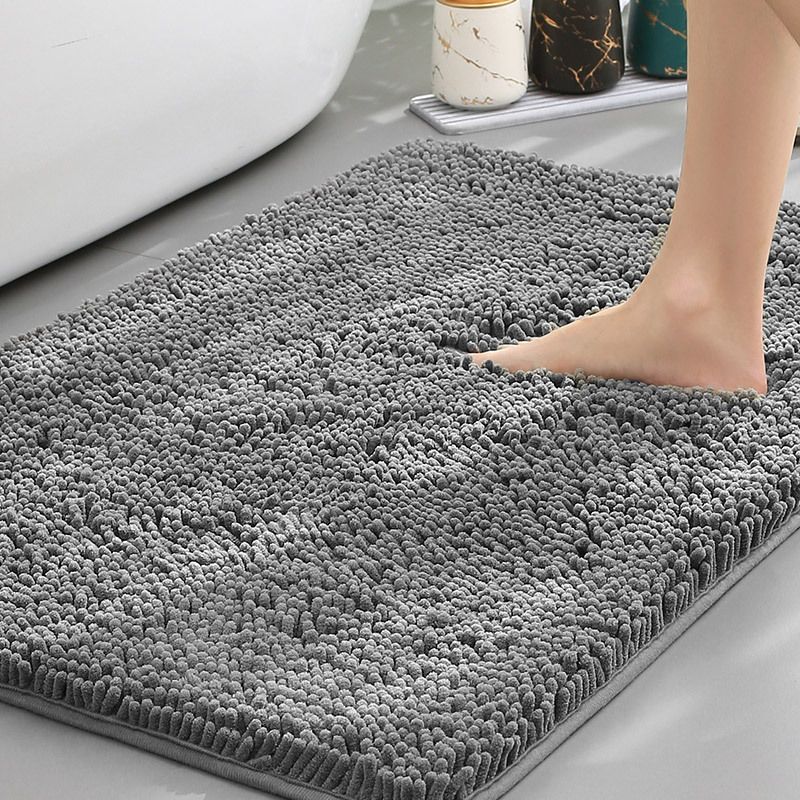 Dark grey Thickened Chenille Bathroom Floor Mat 50x80cm Super Absorbent Non-Slip TPR Backing Rug for Shower Entrance and Washroom Soft Comfort for Local Households - Image 1