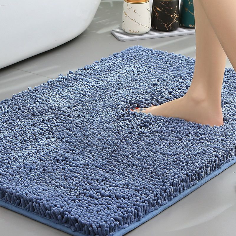 Hazy Blue Thickened Chenille Bathroom Floor Mat 50x80cm Super Absorbent Non-Slip TPR Backing Rug for Shower Entrance and Washroom Soft Comfort for Local Households - Image 1