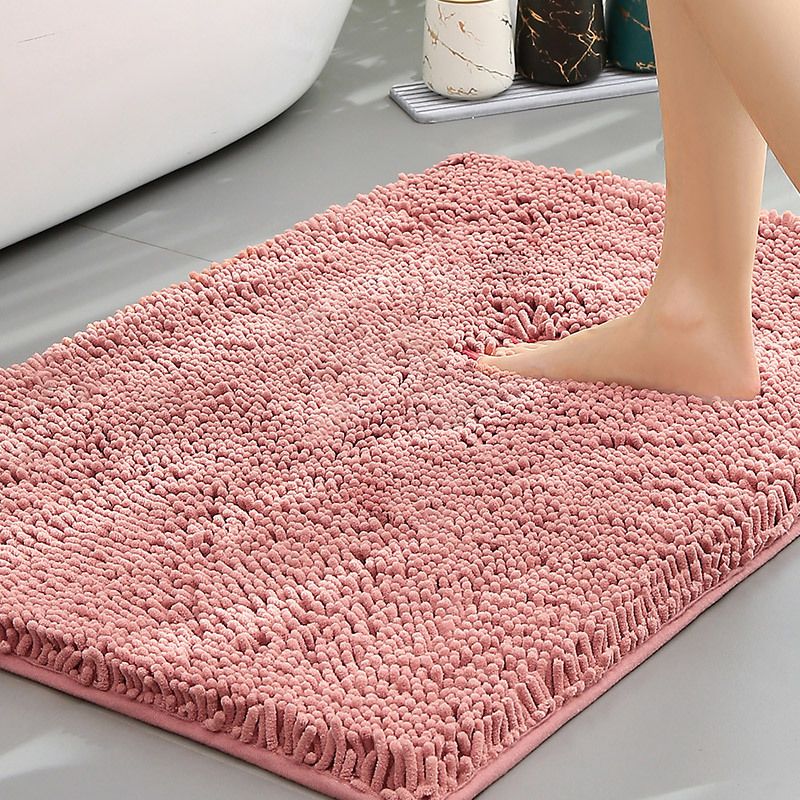 Bean paste powder Thickened Chenille Bathroom Floor Mat 50x80cm Super Absorbent Non-Slip TPR Backing Rug for Shower Entrance and Washroom Soft Comfort for Local Households - Image 1
