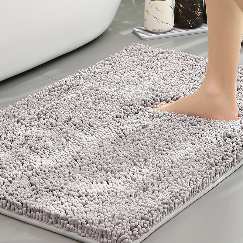 Light gray Thickened Chenille Bathroom Floor Mat 50x80cm Super Absorbent Non-Slip TPR Backing Rug for Shower Entrance and Washroom Soft Comfort for Local Households - Image 1