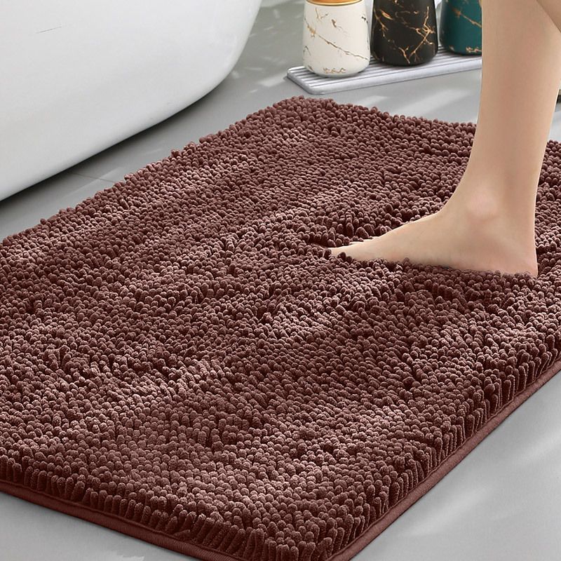 Brown Thickened Chenille Bathroom Floor Mat 50x80cm Super Absorbent Non-Slip TPR Backing Rug for Shower Entrance and Washroom Soft Comfort for Local Households - Image 1