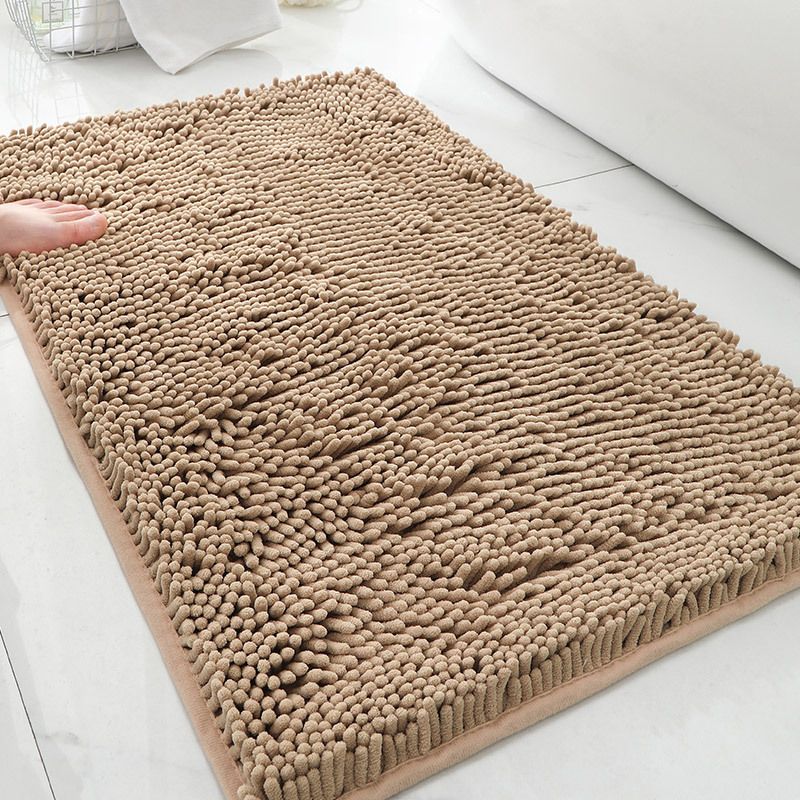 Dark Beige Thickened Chenille Bathroom Floor Mat 50x80cm Super Absorbent Non-Slip TPR Backing Rug for Shower Entrance and Washroom Soft Comfort for Local Households - Image 1
