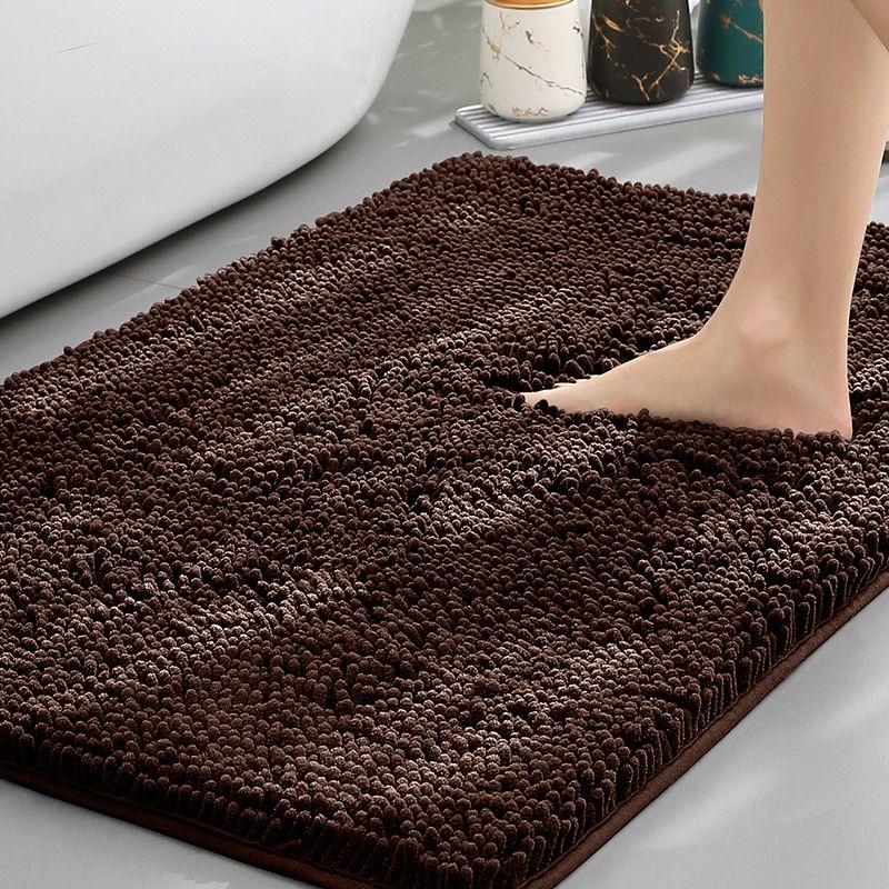 Dark Brown Thickened Chenille Bathroom Floor Mat 50x80cm Super Absorbent Non-Slip TPR Backing Rug for Shower Entrance and Washroom Soft Comfort for Local Households - Image 1