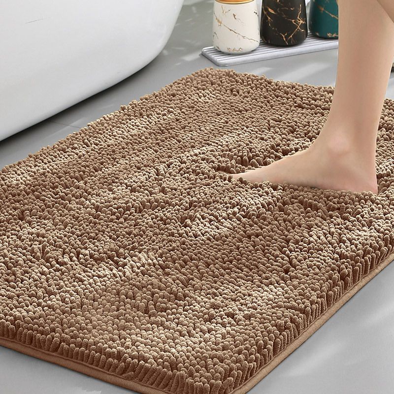 Khaki Thickened Chenille Bathroom Floor Mat 50x80cm Super Absorbent Non-Slip TPR Backing Rug for Shower Entrance and Washroom Soft Comfort for Local Households - Image 1