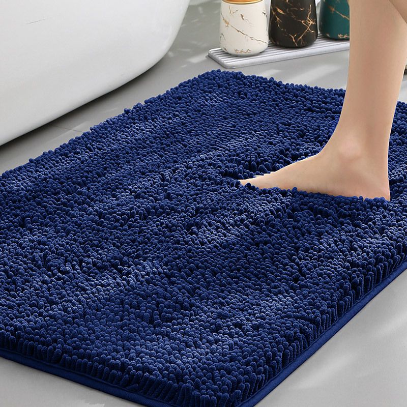 Dark blue Thickened Chenille Bathroom Floor Mat 50x80cm Super Absorbent Non-Slip TPR Backing Rug for Shower Entrance and Washroom Soft Comfort for Local Households - Image 1