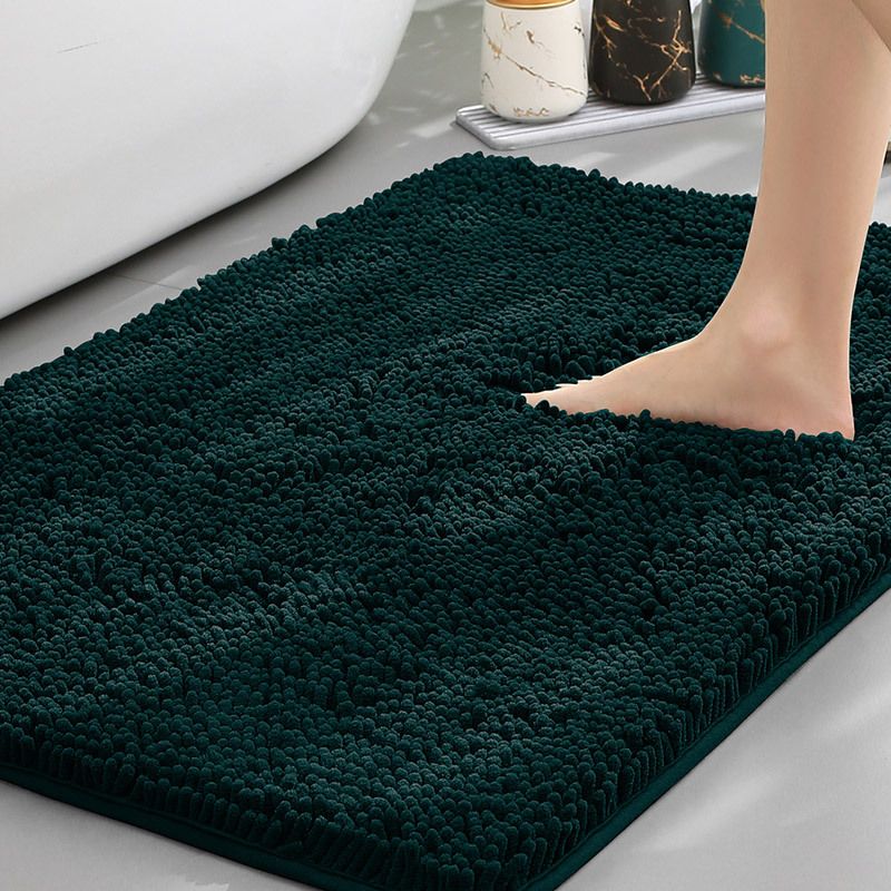 Dark Green Thickened Chenille Bathroom Floor Mat 50x80cm Super Absorbent Non-Slip TPR Backing Rug for Shower Entrance and Washroom Soft Comfort for Local Households - Image 1