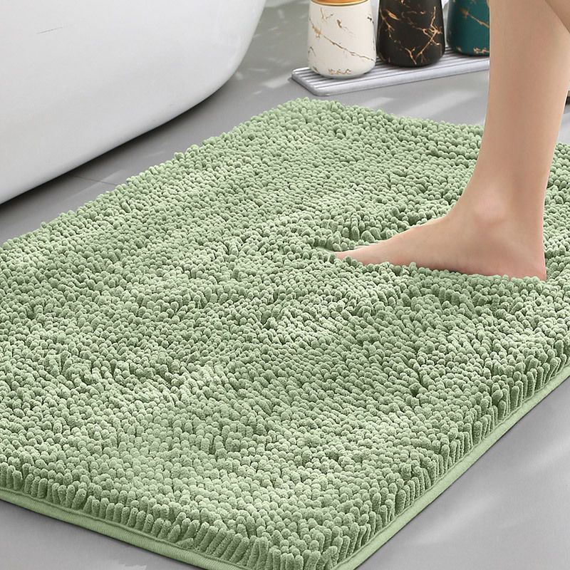Light Green Thickened Chenille Bathroom Floor Mat 50x80cm Super Absorbent Non-Slip TPR Backing Rug for Shower Entrance and Washroom Soft Comfort for Local Households - Image 1