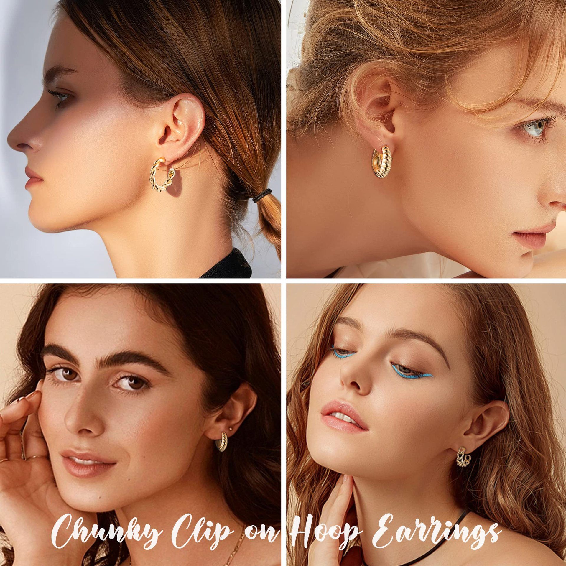 9 Pairs Geometric C-Shaped Non-Pierced Ear Clips Minimalist Hollow Electroplated Alloy Ear Cuffs Painless Fashion Accessory for Local Women - Image 4