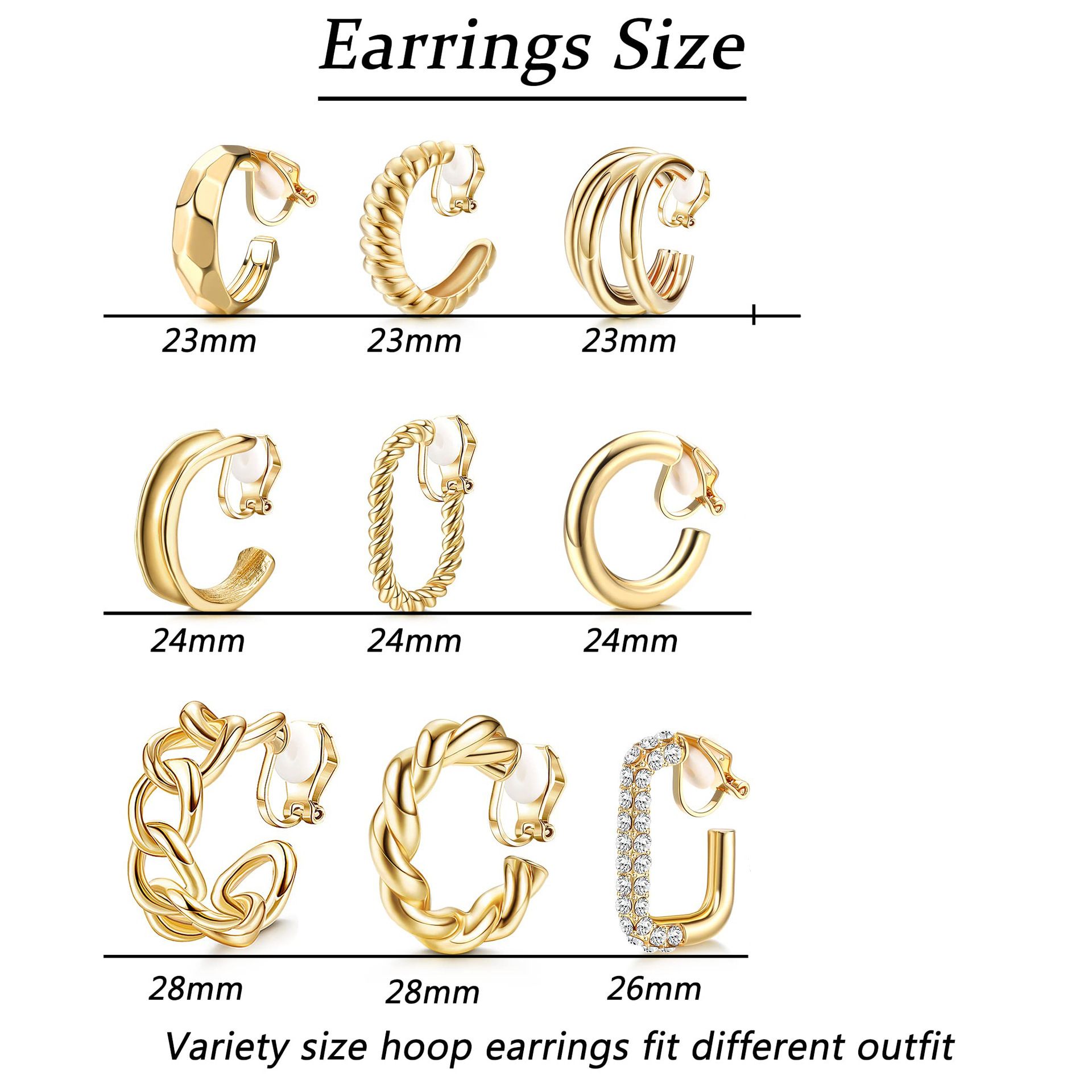 9 Pairs Geometric C-Shaped Non-Pierced Ear Clips Minimalist Hollow Electroplated Alloy Ear Cuffs Painless Fashion Accessory for Local Women - Image 5