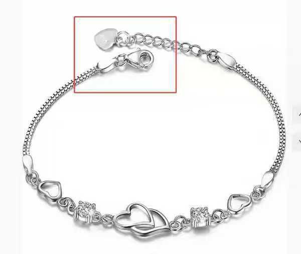 Heart-to-Heart Silver Plated Bracelet with Sparkling Rhinestones Elegant Romantic Jewelry for Women Includes Local Standard Gift Box for Special Occasions(Heart Brand) - Image 1