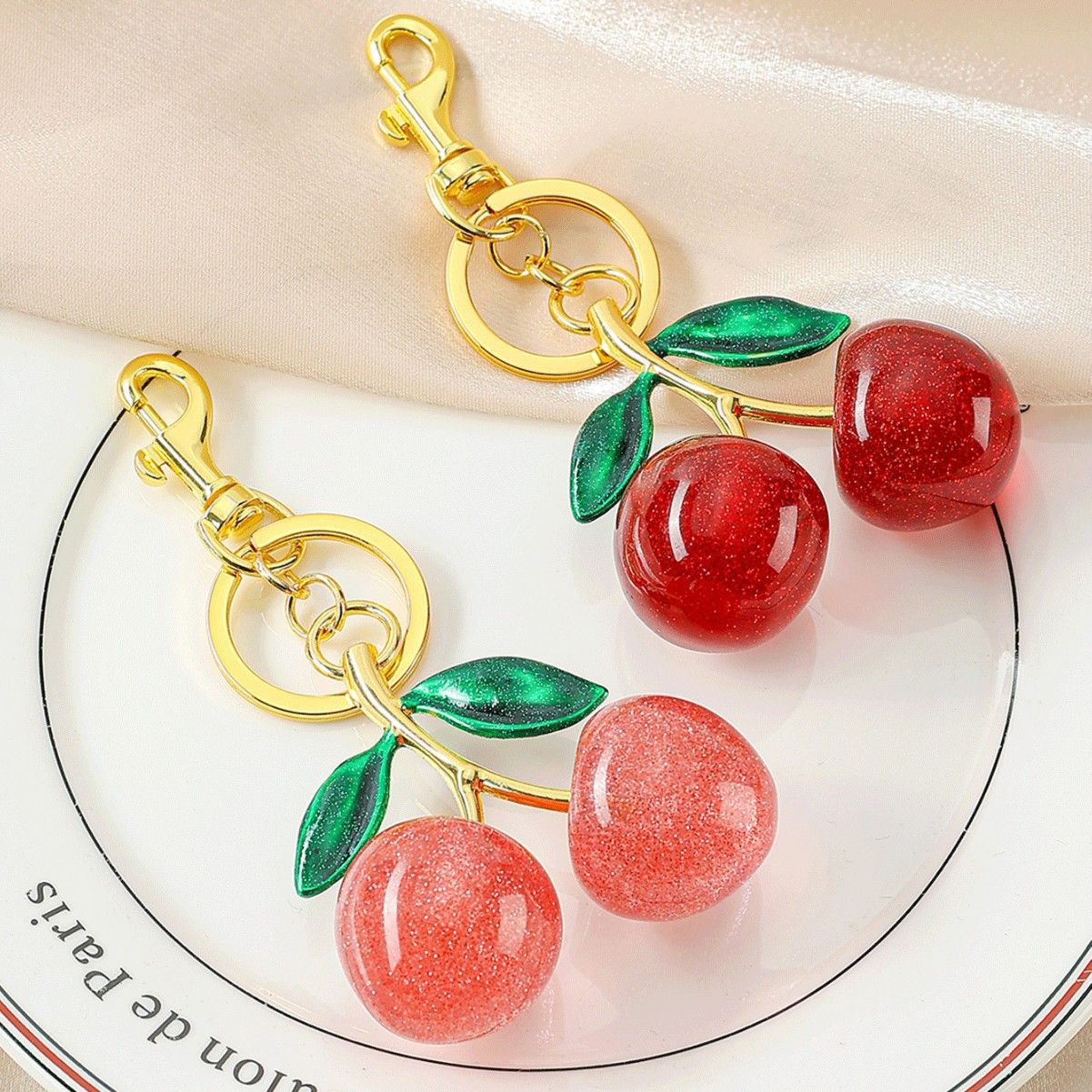 Fashionable Cherry Keychain with Fruit Pendant for Handbags and Keys Stylish Accessory Solution for Local Trendsetters(A04) - Image 3