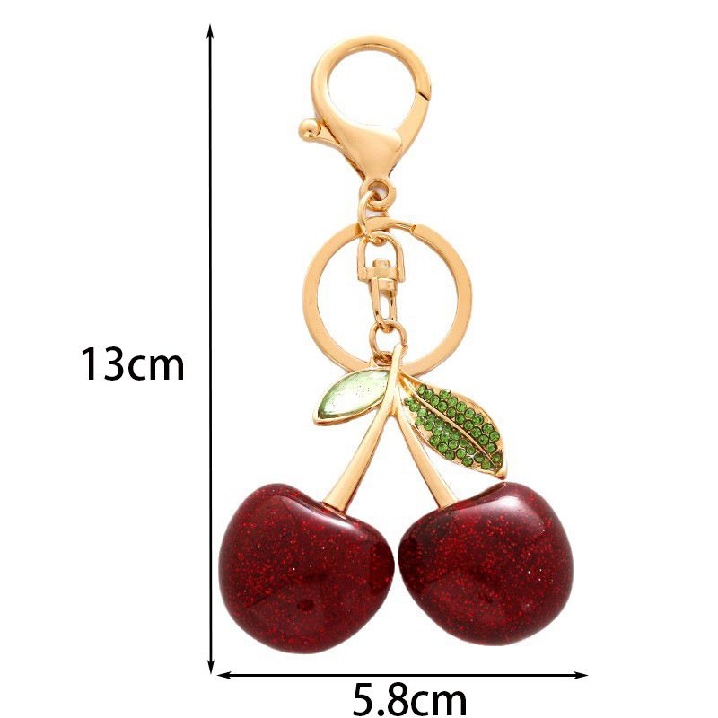 Fashionable Fashionable Cherry Keychain with Fruit Pendant for Handbags and Keys Stylish Accessory Solution for Local Trendsetters Cherry Keychain with Fruit Pendant for Handbags and Keys Stylish Accessory Solution for Local Trendsetters(Diamond-studded c - Image 1