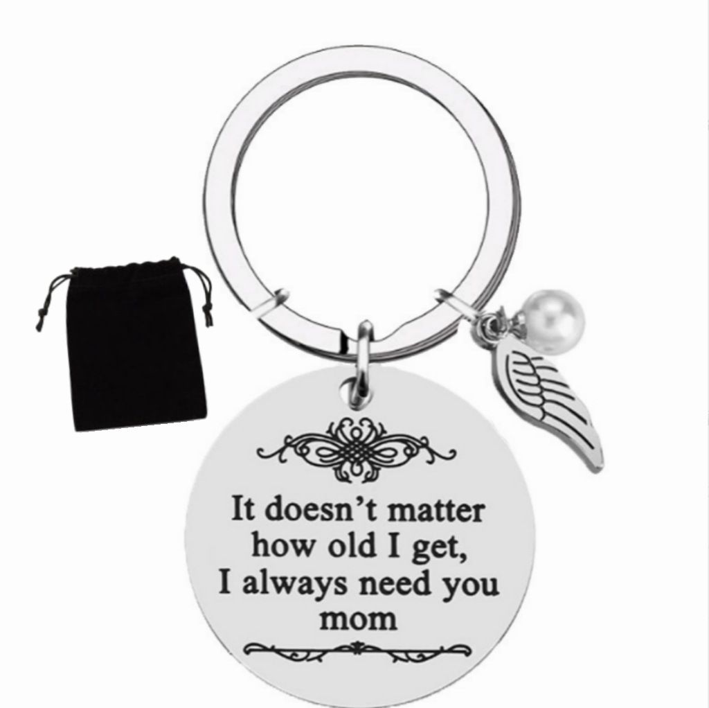 Stainless Steel Mother's Day Keychain with Gift Box and Velvet Bag Gratitude Gift for Mom Meaningful Keepsake for Local Families and Special Celebrations - Image 1