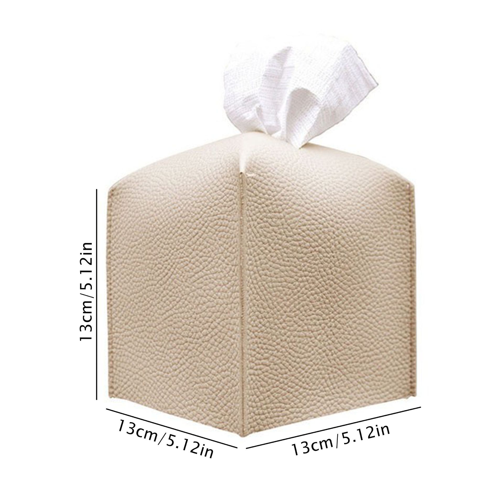 2 Pack Beige PU Leather Rectangular Tissue Box Covers Foldable Roll Paper Bag for Car Home and Bathroom Modern Storage Solution for Local Households - Image 1