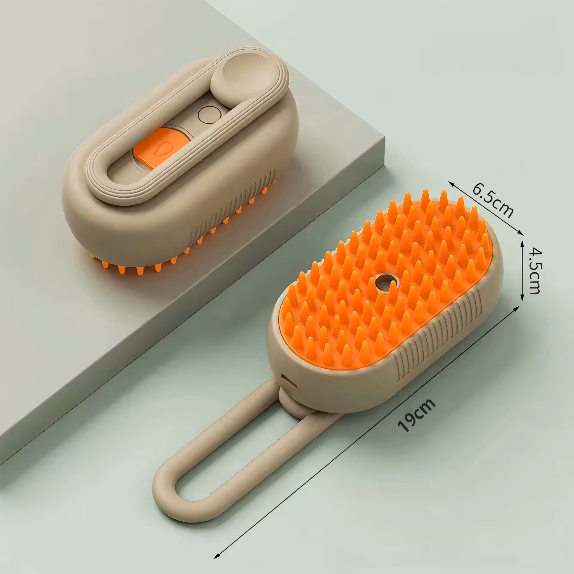 2 Pieces Khaki Pet Electric Spray Massage Comb for Dogs and Cats 3-in-1 Steam Grooming Brush for De-shedding and Waterless Cleaning Solution for Local Pet Owners - Image 1
