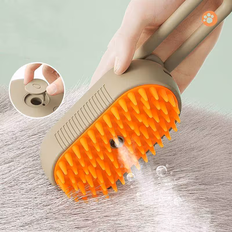 2 Pieces Khaki Pet Electric Spray Massage Comb for Dogs and Cats 3-in-1 Steam Grooming Brush for De-shedding and Waterless Cleaning Solution for Local Pet Owners - Image 2
