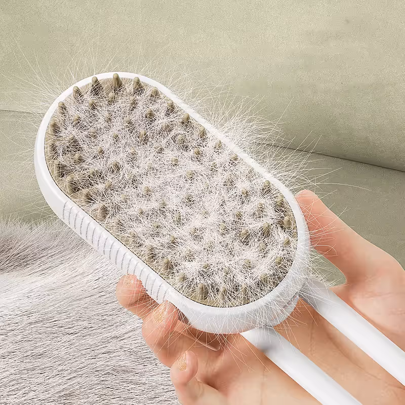 2 Pieces Khaki Pet Electric Spray Massage Comb for Dogs and Cats 3-in-1 Steam Grooming Brush for De-shedding and Waterless Cleaning Solution for Local Pet Owners - Image 4