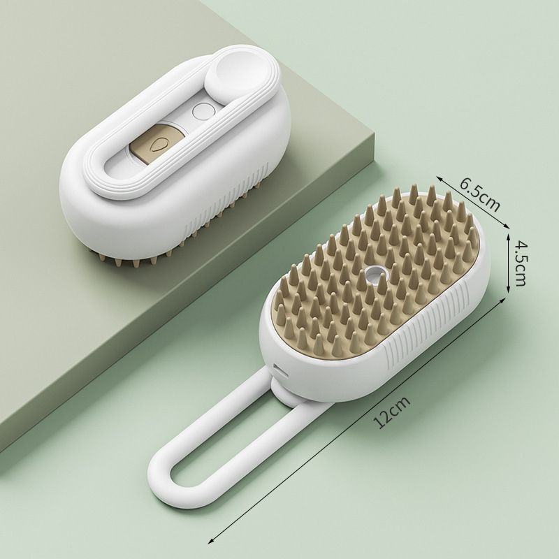 2 Pieces White Pet Electric Spray Massage Comb for Dogs and Cats 3-in-1 Steam Grooming Brush for De-shedding and Waterless Cleaning Solution for Local Pet Owners - Image 1